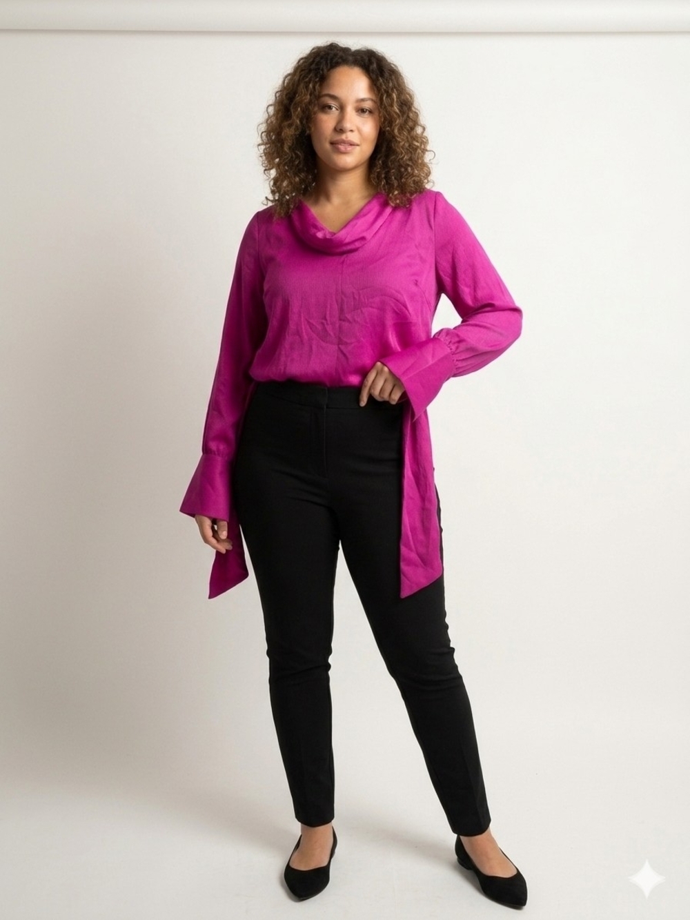 INC International Concepts Fuchsia V-Neck Blouse
